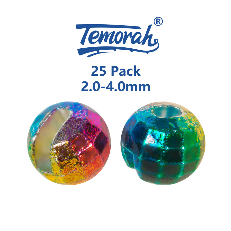 Temorah 25 Pack 7 Colors 2.0-4.0mm Faceted Slotted Tungsten Beads for Fly Tying